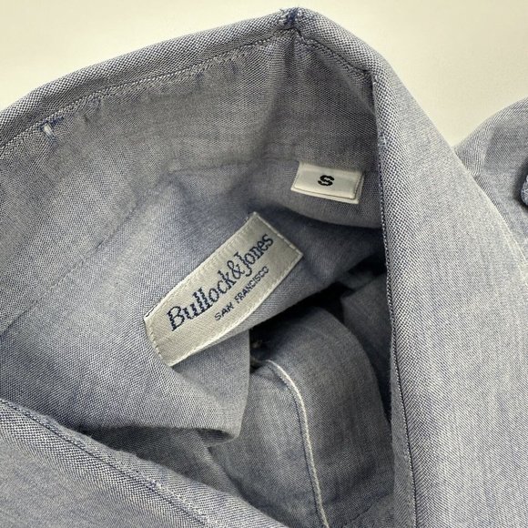 Bullock & Jones Blue 100% Cotton Short Sleeve Button Front Shirt Size Small - Picture 2 of 9